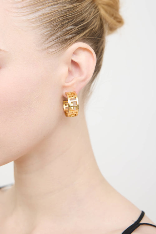Balenciaga Gold Logo Hoop Earring