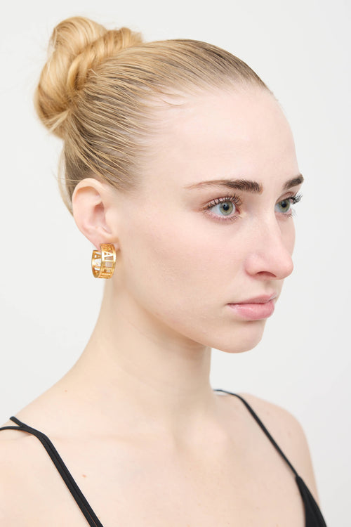Balenciaga Gold Logo Hoop Earring