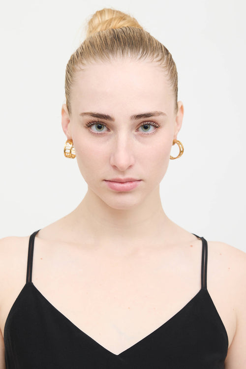 Balenciaga Gold Logo Hoop Earring
