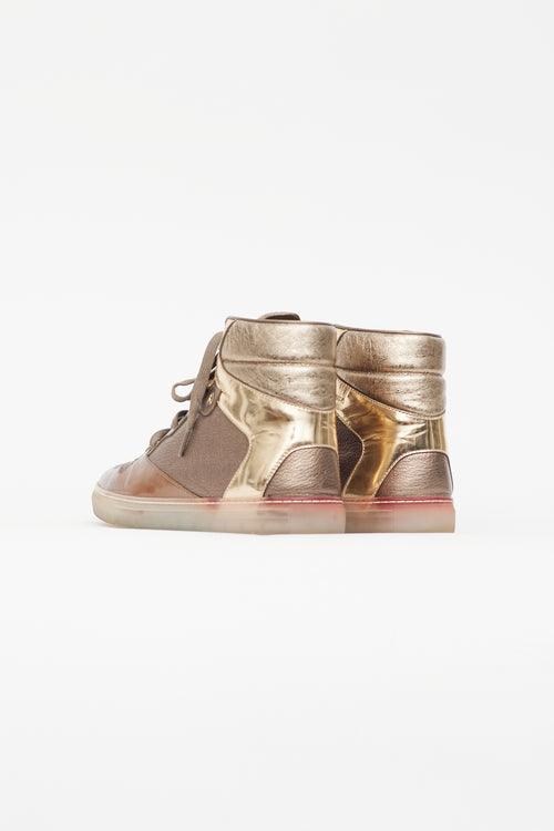 Balenciaga Gold Metallic Crinkled Leather Sneaker