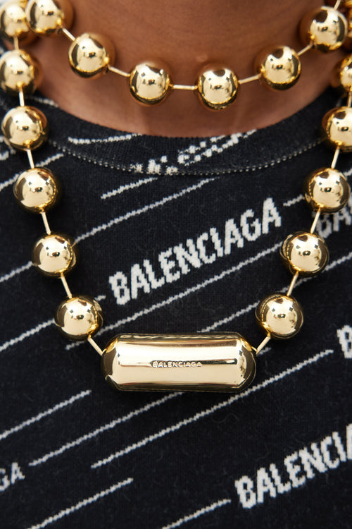Balenciaga Gold Oversized Ball Chain Necklace