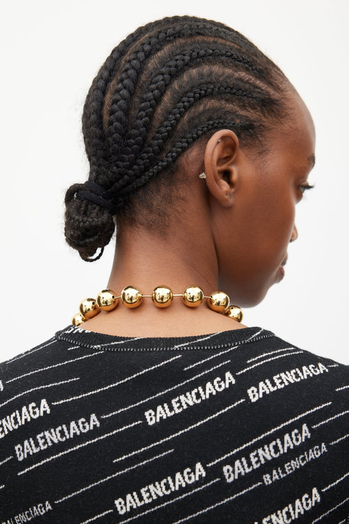 Balenciaga Gold Oversized Ball Chain Necklace