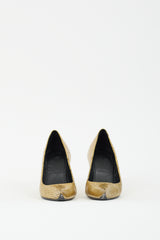 Balenciaga Gold Textured Leather Essex Sculptural Pump