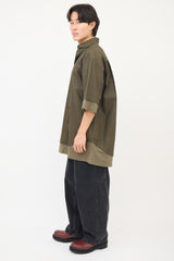 Balenciaga Green Cotton BB Logo Layered Short Sleeve Shirt