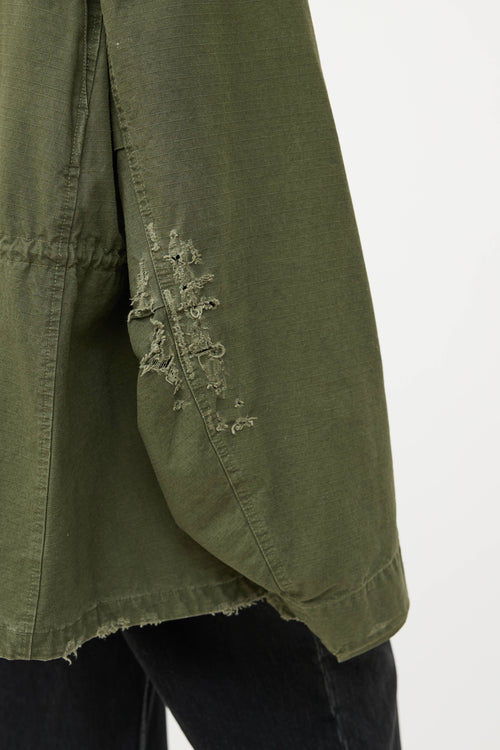 BalenciagaRipstop Distressed Military Coat