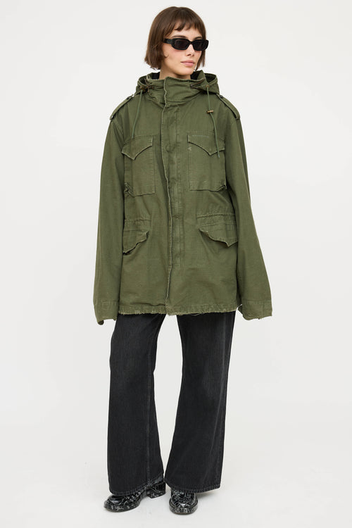 BalenciagaRipstop Distressed Military Coat