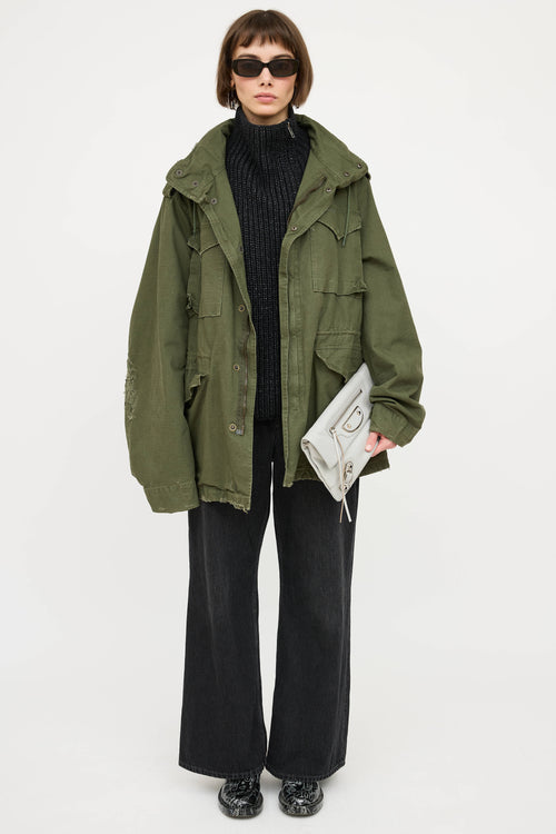 BalenciagaRipstop Distressed Military Coat