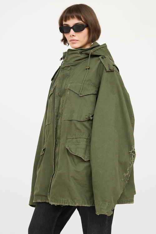 BalenciagaRipstop Distressed Military Coat