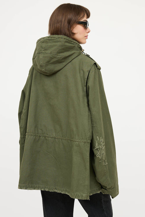 BalenciagaRipstop Distressed Military Coat