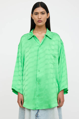 Balenciaga Satin Logo Short Sleeve Shirt