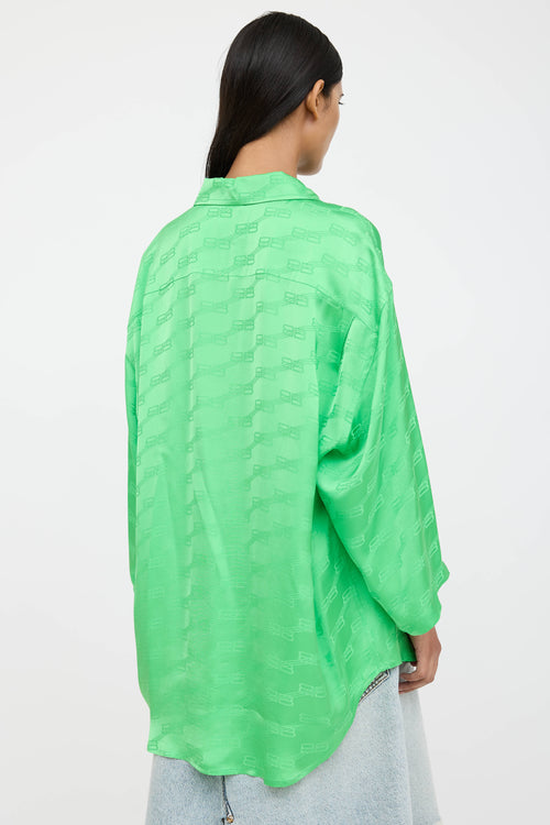 Balenciaga Satin Logo Short Sleeve Shirt