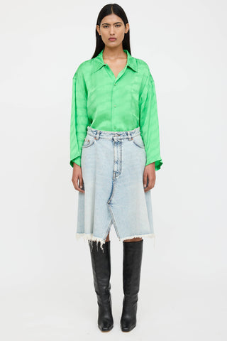 Balenciaga Satin Logo Short Sleeve Shirt