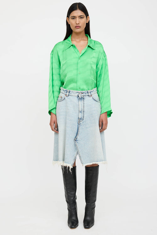 Balenciaga Satin Logo Short Sleeve Shirt