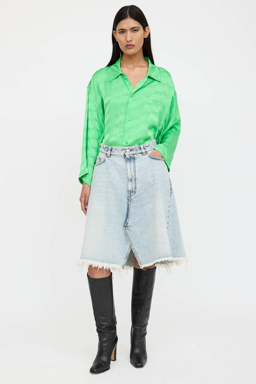 Balenciaga Satin Logo Short Sleeve Shirt