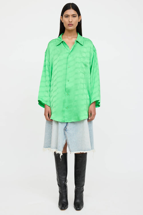 Balenciaga Satin Logo Short Sleeve Shirt