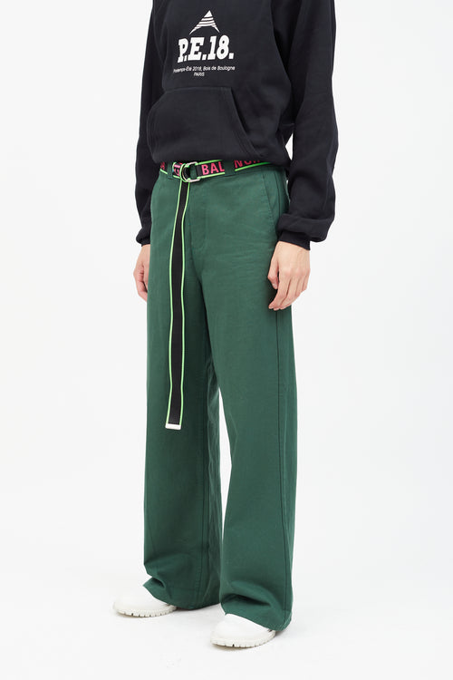 Balenciaga Black & Neon Pink Woven Logo Belt