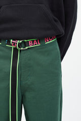 Balenciaga Black & Neon Pink Woven Logo Belt