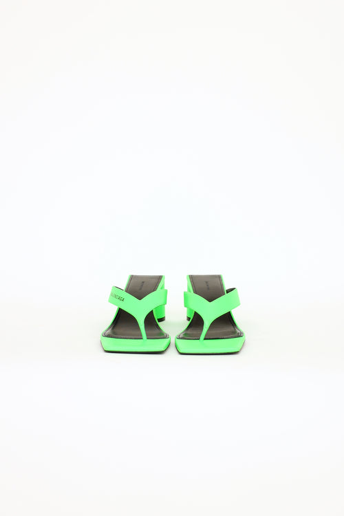 Balenciaga Green Double Square Thong Sandals
