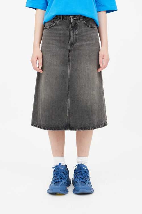 Balenciaga Grey A-Line Denim Skirt