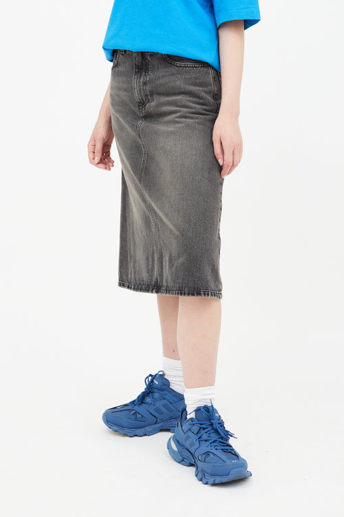 Balenciaga Grey A-Line Denim Skirt