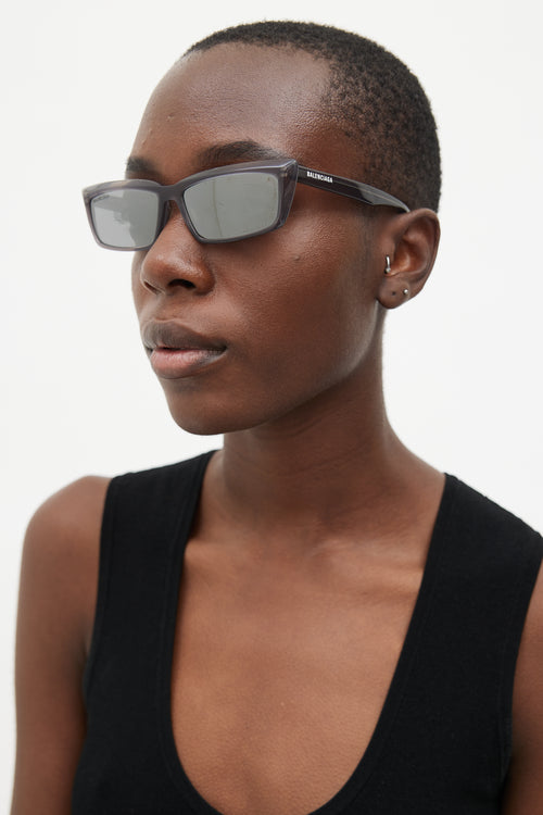 Balenciaga Grey BB0047S Rectangular Sunglasses