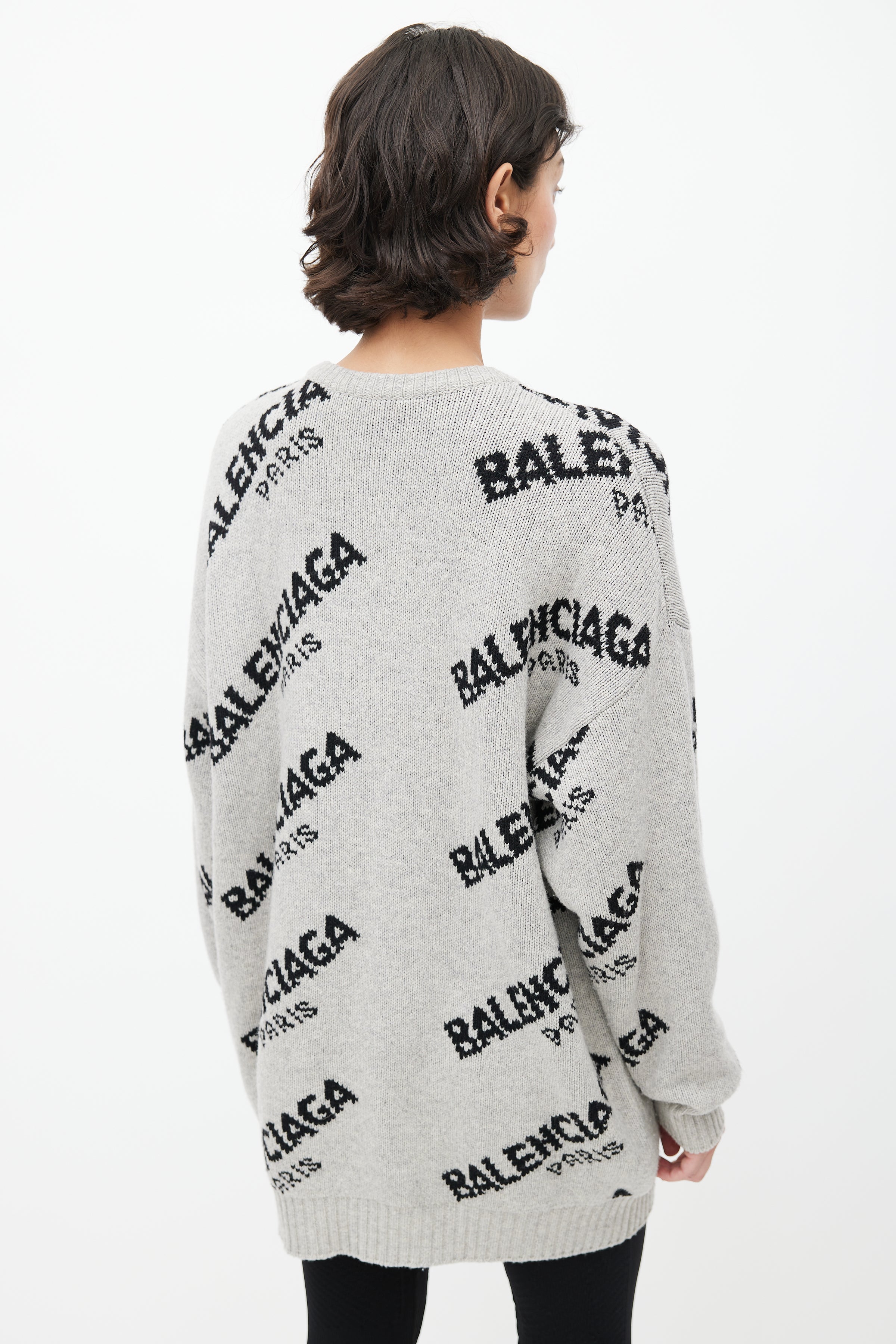 // Grey & Black Allover Paris Sweater – VSP Consignment