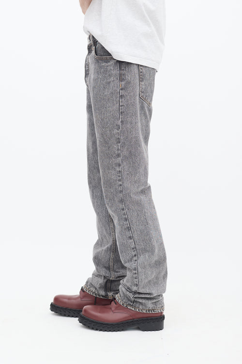 Balenciaga Grey Faded Low Rise Jeans