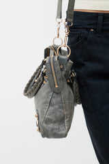 Balenciaga Grey & Gold City Leather Bag