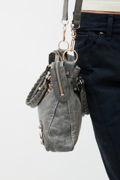 Balenciaga Grey & Gold City Leather Bag