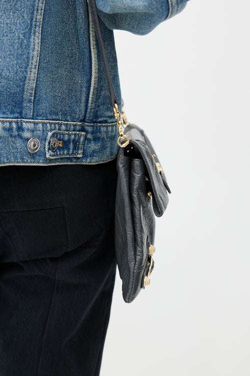 Balenciaga Grey & Gold Motocross Giant Leather Clutch
