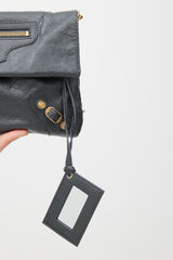 Balenciaga Grey & Gold Motocross Giant Leather Clutch