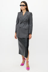 Balenciaga Grey Hourglass Prince Of Wales Wool Blazer