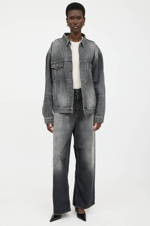 Balenciaga Washed Denim Logo Jacket