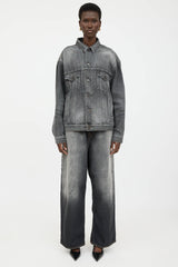Balenciaga Washed Denim Logo Jacket