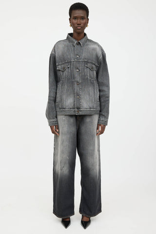 Balenciaga Washed Denim Logo Jacket