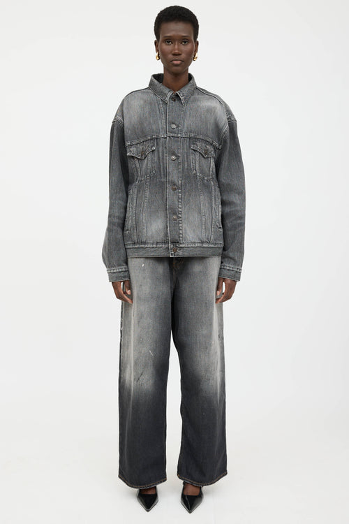 Balenciaga Washed Denim Logo Jacket
