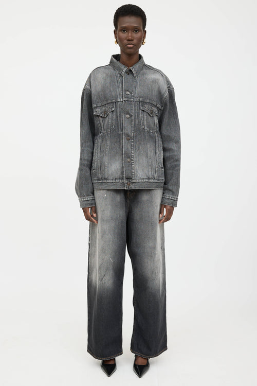 Balenciaga Washed Denim Logo Jacket