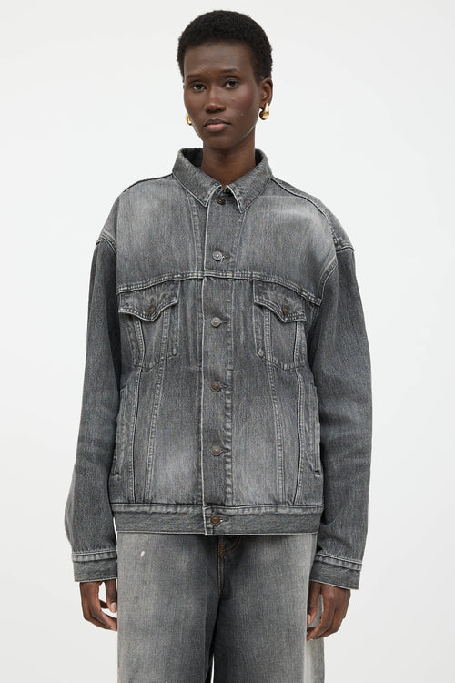 Balenciaga Washed Denim Logo Jacket
