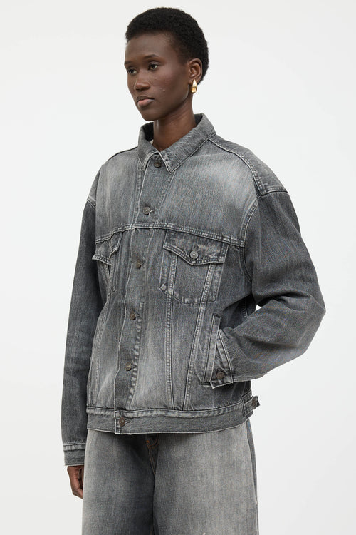 Balenciaga Washed Denim Logo Jacket