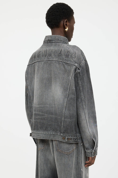 Balenciaga Washed Denim Logo Jacket