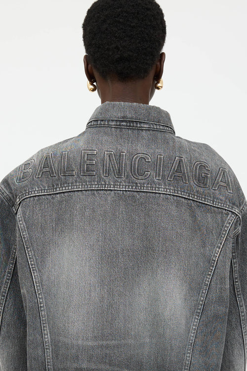 Balenciaga Washed Denim Logo Jacket
