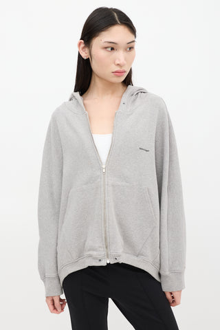 Balenciaga 2016 Grey Archetype Logo Zip Up Hoodie