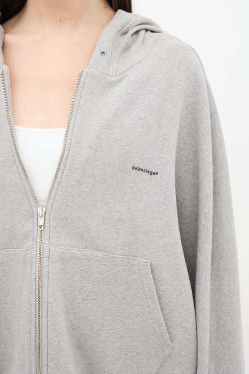 Balenciaga 2016 Grey Archetype Logo Zip Up Hoodie