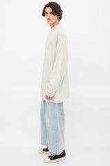 Balenciaga Grey Logo Neck Distressed Long Sleeve T-Shirt