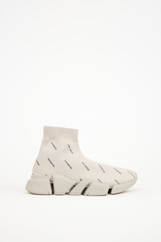 Balenciaga Grey Monogram Speed 2.0 Knit Sneaker