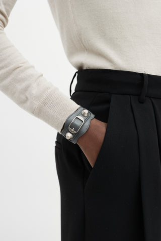 Balenciaga Grey Leather City Bracelet