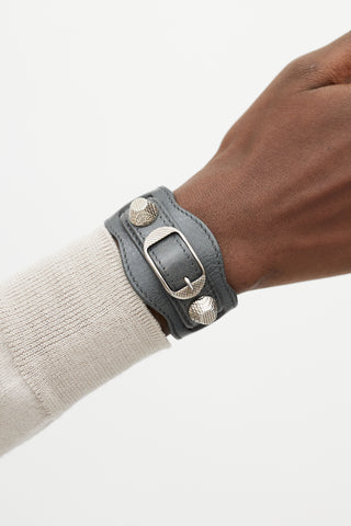 Balenciaga Grey Leather City Bracelet