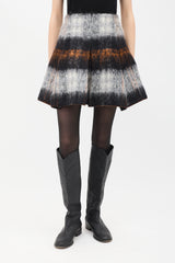 Balenciaga Grey & Multi Mohair Pleated Skirt
