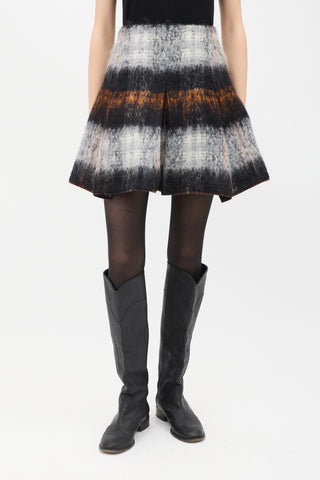 Balenciaga Grey & Multi Mohair Pleated Skirt