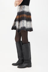 Balenciaga Grey & Multi Mohair Pleated Skirt